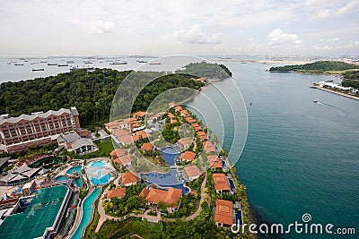 View of the island of Sentosa and Singapore Stock Photo