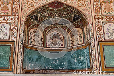 Beautiful Iwan hall in Amber or Amer fort in Jaipur, India Stock Photo