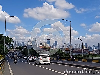 A view of the Jakarta skyline, Indonesia on a hot day. April 4, 2022. Editorial Stock Photo