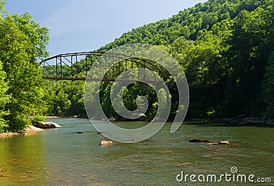 View of Jenkinsburg Bridge over Cheat River Stock Photo