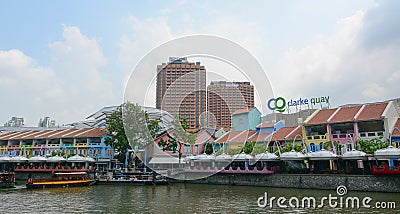 View of the jetty at Clark Quay in Singapore Editorial Stock Photo