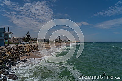 View from the jetty to Swakopmund city, Namibia, Africa Editorial Stock Photo