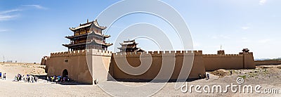 View of Jiayuguan Fort from the gate facing the Gobi desert, Gansu, China Stock Photo
