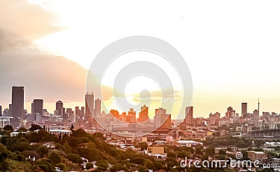 View of Johannesburg City at Sunset Editorial Stock Photo