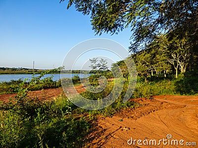 A view from Juan Domingo Peron Park, Uruguay river in the background Paso de los libres, Argentina Stock Photo