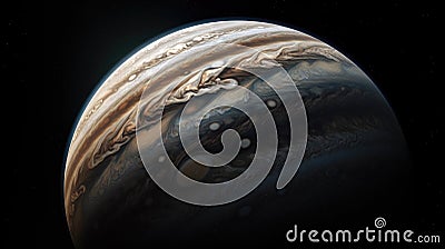 View of Jupiter from space. Cosmic background. Generative AI. Stock Photo