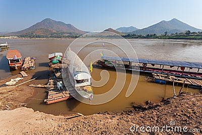 View of Kaeng Kud Ku. Khong river. Editorial Stock Photo