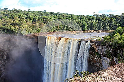 A view of the Kaieteur falls. The waterfall is one of the most beautiful and majestic waterfalls in the world, Stock Photo