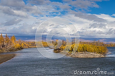 View of the Kamchatka River, Kamchatka Peninsula, Russia. Stock Photo