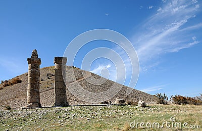 Karakus tumulus in area of Nemrut Dagi, east anatolia Stock Photo