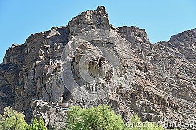 View of Kargah Buddha, Buddhist Archaeological Site in Gilgit, Pakistan Stock Photo