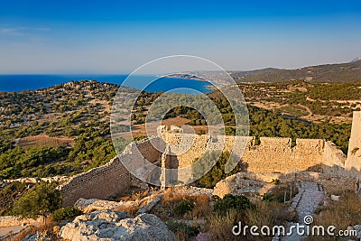 View from Kastelos castle on hill of Kritinia island of Rhodes, Stock Photo