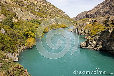 view of Kawarau Gorge near Queenstown New Zealand Stock Photo