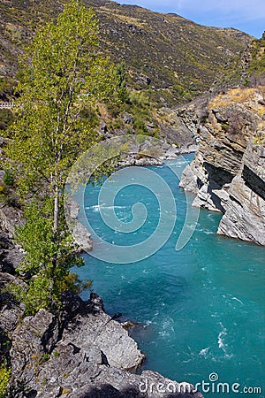 view of Kawarau Gorge near Queenstown New Zealand Stock Photo