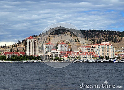 View From The Kelowna City Park To The Waterfront At Lake Okanagan Stock Photo