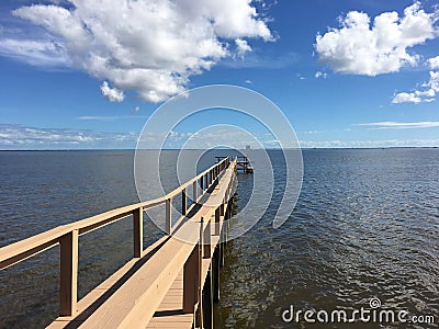 View Kennedy Space Center from Indian River, Titusville, Florida Stock Photo