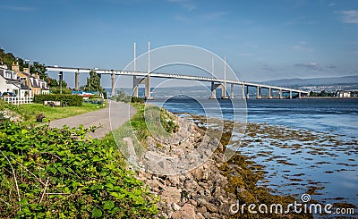 A view of kessock bridge in Inverness and the beauly firth Stock Photo