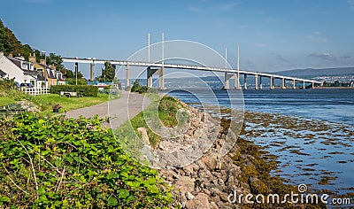 A view of kessock bridge in Inverness and the beauly firth Stock Photo