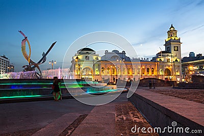 View of Kievskiy railway station at night Editorial Stock Photo