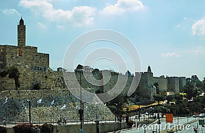 View of the King David s tower in Old Jerusalem city Editorial Stock Photo