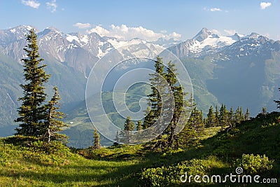 View from Kitzbuheler Alpen to Hohe Tauern Stock Photo