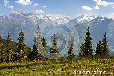 View from Kitzbuheler Alpen to Hohe Tauern Stock Photo