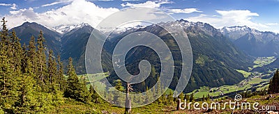 View from Kitzbuheler Alpen to Hohe Tauern Austrian Alps Stock Photo