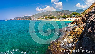 View on Kleopatra beach in Alanya, Turkey Stock Photo