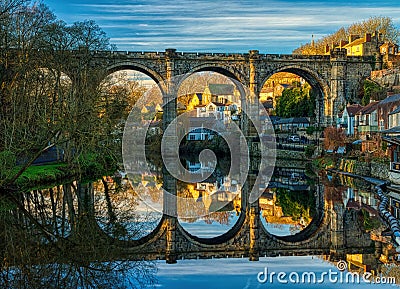 Knaresborough Viaduct Reflections Stock Photo