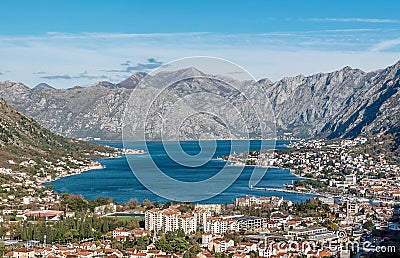 View of Kotor Bay from above, Montenegro Stock Photo
