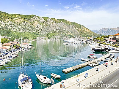 Kotor bay and port view, Kotor city, Montenegro Editorial Stock Photo