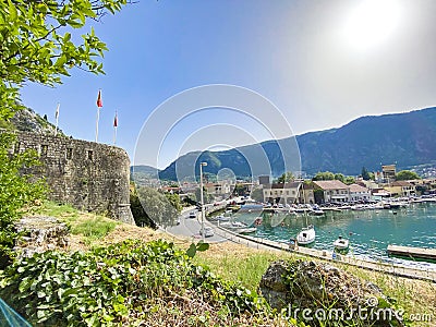 Kotor bay and port view, Kotor city, Montenegro Editorial Stock Photo