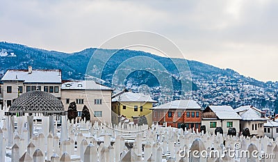 View of Kovaci cemetery in Sarajevo. Bosnia and Herzegovina Editorial Stock Photo