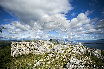 View from Kozjak mountan in Dalmatia. Stock Photo