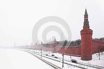 View of the Kremlin Embankment and cathedrals Stock Photo