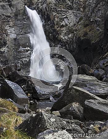 View of Kurkure waterfall in Chulyshman valley in Altay mountains Stock Photo