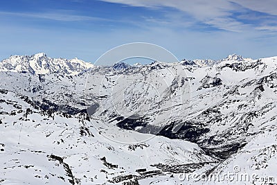 The view from La Grande Motte, Winter ski resort of Tignes-Val d Isere, France Stock Photo