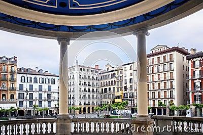 A view of La Perla hotel from the bandstand on Castillo Square Editorial Stock Photo