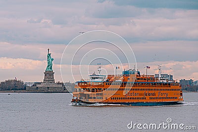 A view of lady Liberty and the staten island ferry Editorial Stock Photo