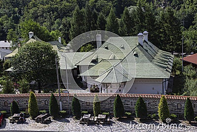 View of Lainici Monastery in Lainici, BumbeÈ™ti-Jiu, Gorj, Romania. Editorial Stock Photo