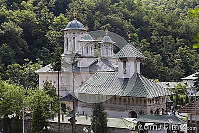 View of Lainici Monastery in Lainici, BumbeÈ™ti-Jiu, Gorj, Romania. Editorial Stock Photo