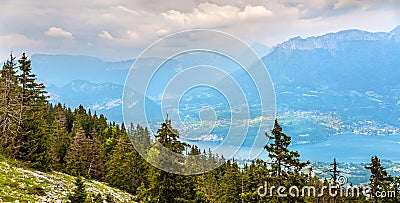 View of lake Annecy from Semnoz Stock Photo