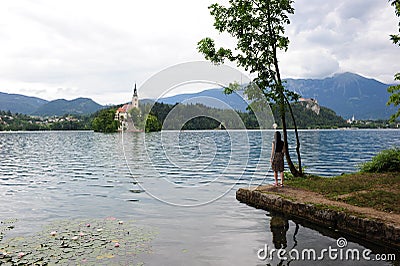 Peace and serenity at Lake Bled Editorial Stock Photo