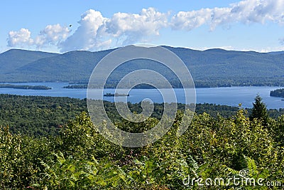 View of Lake George, from Prospect Mountain, in New York Stock Photo