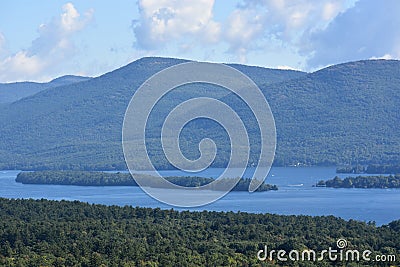 View of Lake George, from Prospect Mountain, in New York Stock Photo