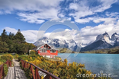 Lake Pehoe, Torres Del Paine National Park, Patagonia, Chile Stock Photo