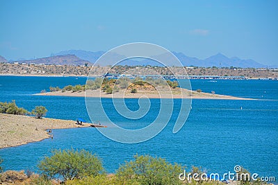 View of Lake Pleasant in Lake Pleasant Regional Park, Sonoran Desert, Arizona USA Stock Photo