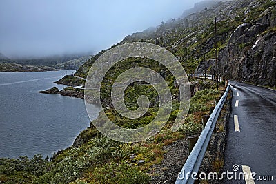 View of the lake Svartavatnet on the scenic route Ryfylke in Norway Stock Photo