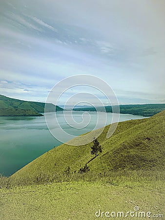 View Lake Toba From Hill Holbung Stock Photo