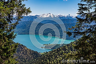 View of the lake Walchensee in the Alps of Bavaria, Germany Stock Photo